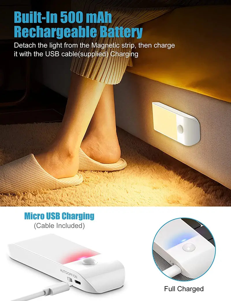 Barra LED recargable con sensor de movimiento