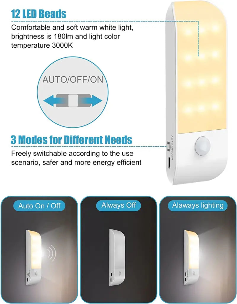Barra LED recargable con sensor de movimiento